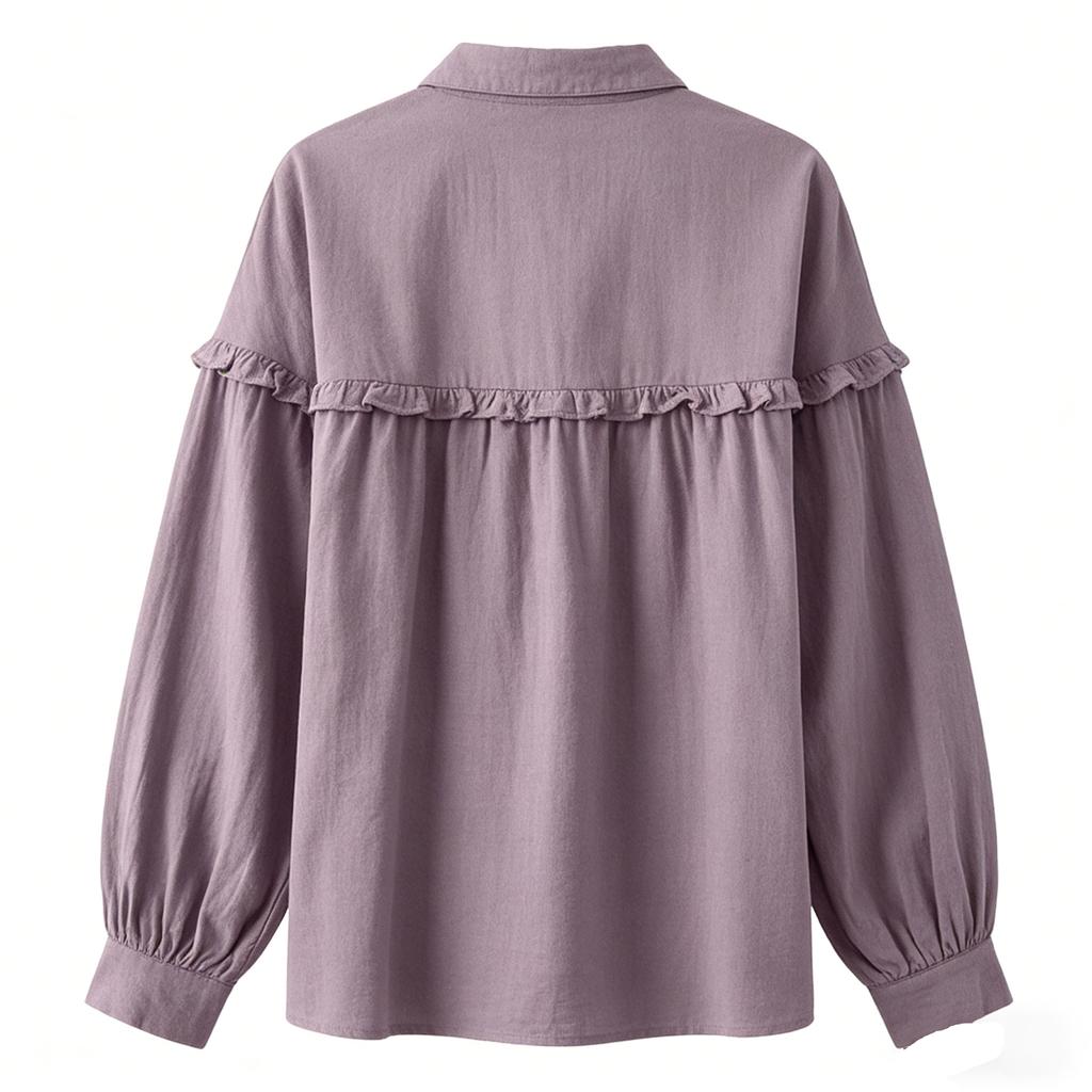 Womens Button Down Linen Shirts Collar Long Sleeve V Neck Tops