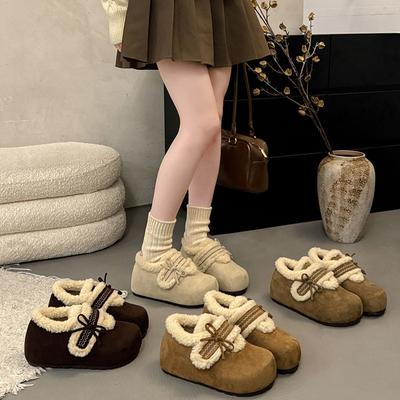 Women's Soft Elastic Thick Sole Winter Fur One Warm Cold Padded Snow Boots Non-slip Wear Casual Sports Cotton Boots