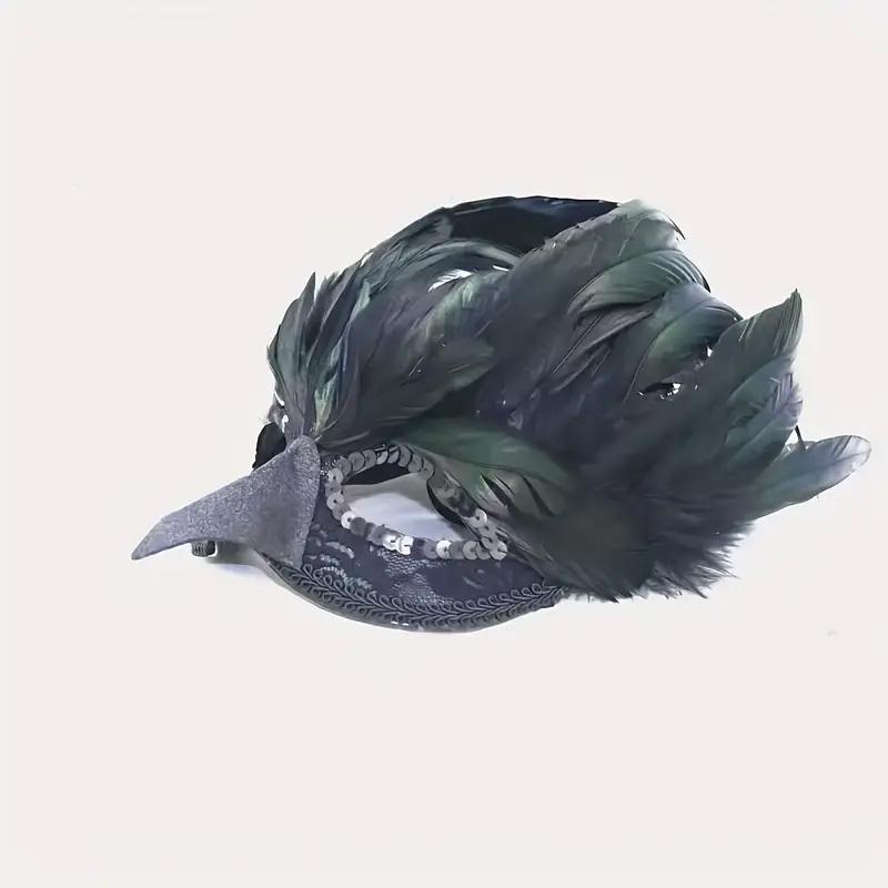 Black Feather Raven Half Face Mask Cosplay Animal Crow Bird Mouth Masks Halloween Carnival Dress Up Party Costume Props