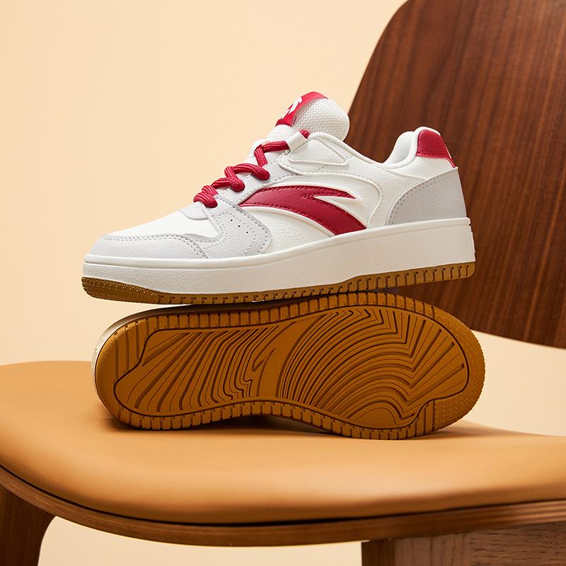 Anta Kids Zero Feel Fashion Versatile Wear Resistant Non-Slip Low-Top Skate Shoes Kids Sneaker White Red A12448099-2