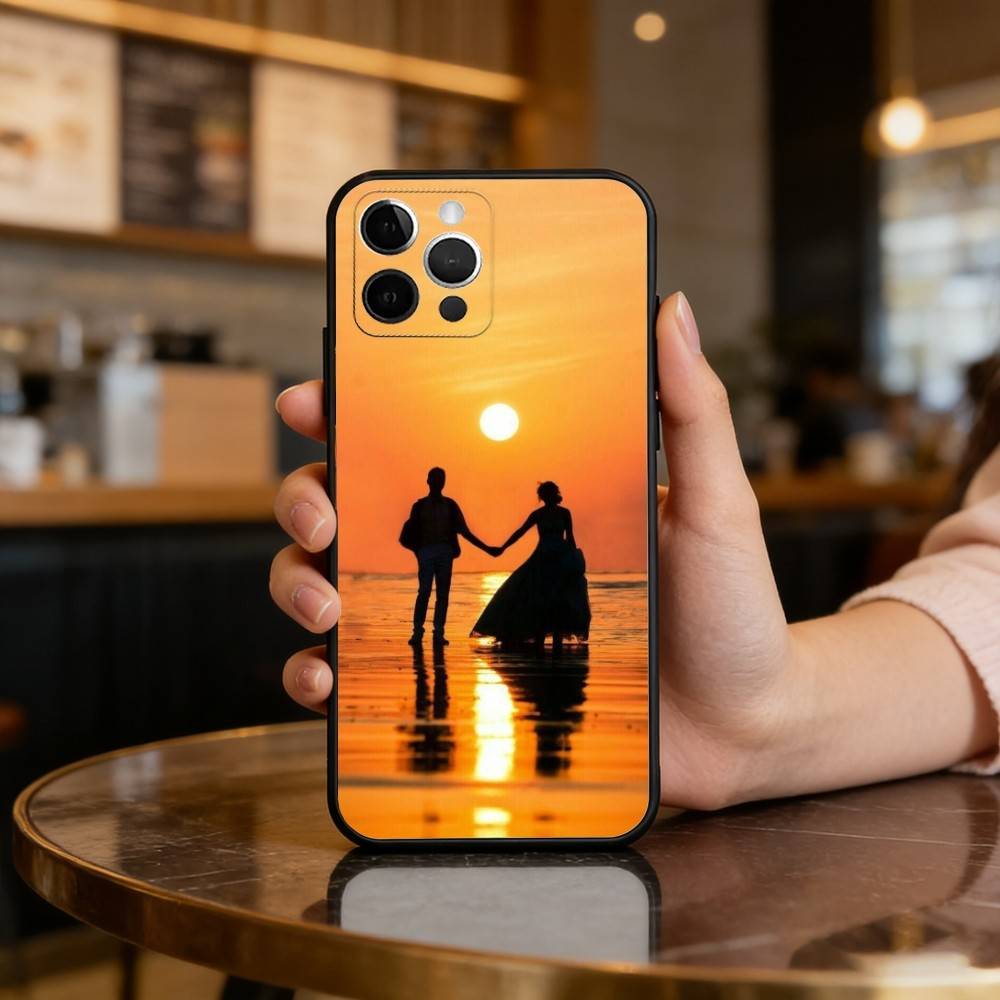 

Romantic Couple Silhouettes Phone Case For iPhone 17,16,15,14,13,12,11 Plus,Pro Max,Soft Silicone Black Cover iPhoneXSMAX