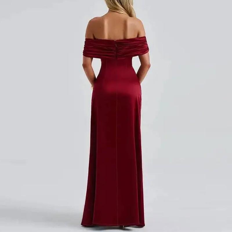 Elegant Solid Color Wrap Waist Fit-and-Flare Midi Maxi Dress With Side Slit High-Waisted Short Sleeve A-Line 2026