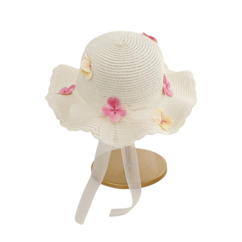 Butterfly Summer Children Beach Hats Lace Holiday Travel Beach Bags New Wide Brim Straw Hat