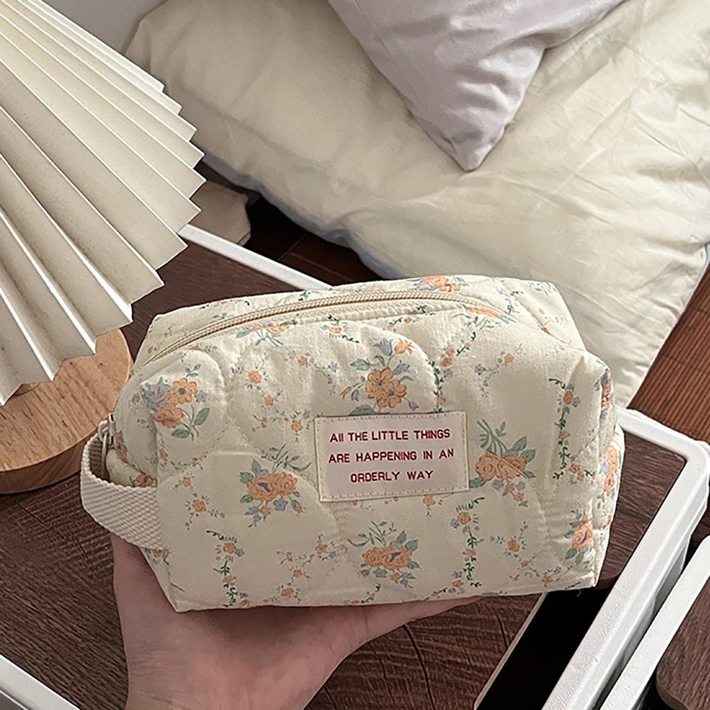 Vintage Flower Women's Storage Bags Large Capacity Soft Fabric Ladies Cosmetic Bag Make Up Case Casual Female Clutch Handbags