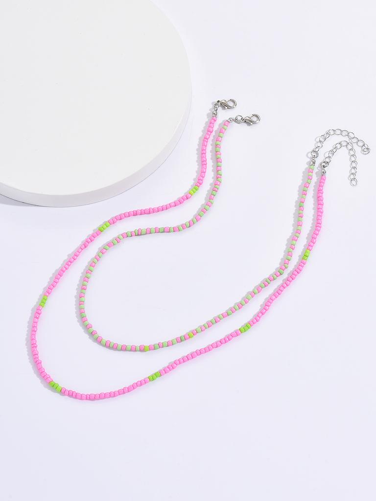 Creative New Rice Beads Handmade Chain Necklace Women Fashion Double Layer Colorful Collar Choker Necklaces