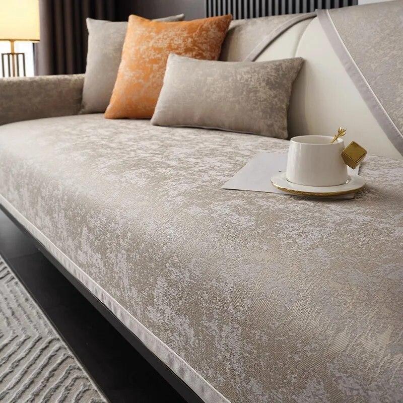 Luxury Chenille Sofa Cushion Four Seasons Universal Anti Slip Premium Leather Sofa Cover Simple Cover Cloth Towel Cushion