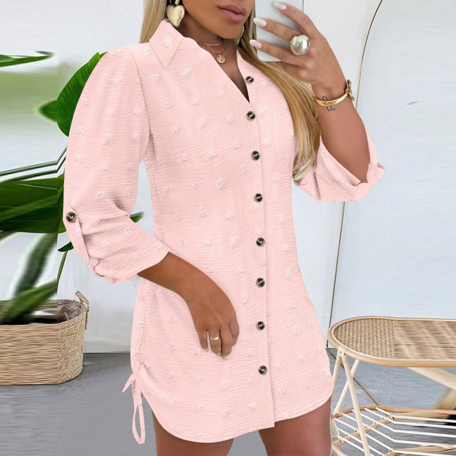 

Женские модные однотонные повседневные короткие платья с завязками по бокам S розовый