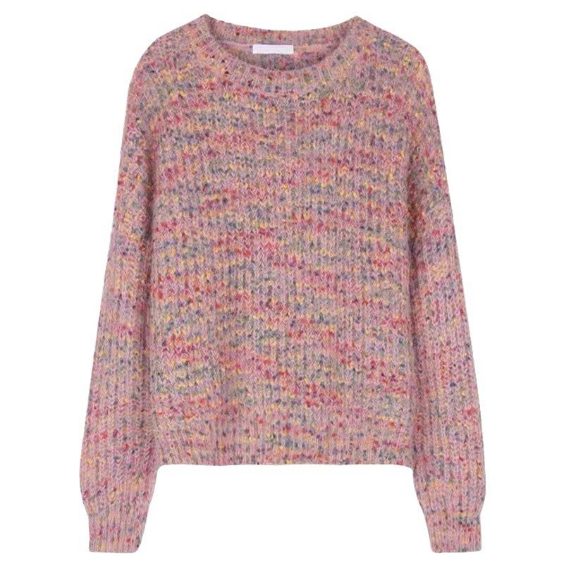 Rainbow Niche Design Sense Lazy Sweater Women's Season Autumn and Winter Thickened New Top Knitted Sweater Women
