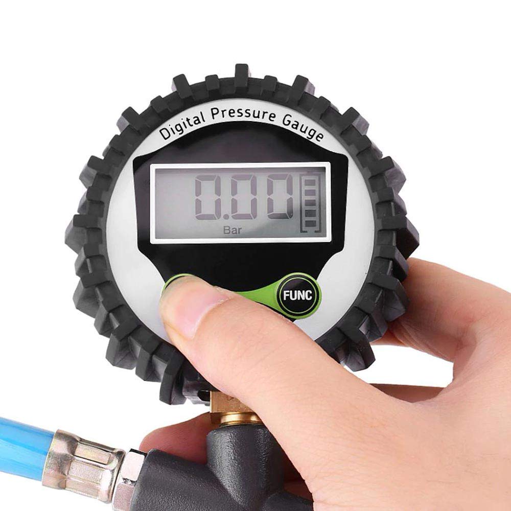 zmart 0-220psi 0-16bar Digital Tire Pressure Gauge, Tire Pressure Inflator Gauge Meter Tester Manometer