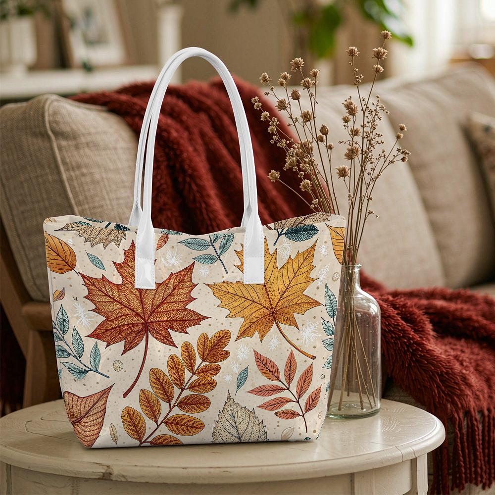 Autumn Maple Leaf Fashion Tote Bag Casual Daily Large Capacity Shoulder Bag for Outdoor Shopping Travel Use