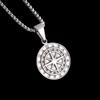 Vintage Starry Sky Compass Stainless Steel Pendant Necklace - Men's High-End Alloy Jewelry
