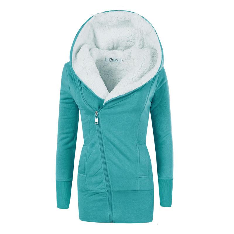Autumn and Winter New Thickened Women s Medium and Long Cardigan Lamb Wool Hooded Long-sleeved Women s Sweater To Keep Warm S