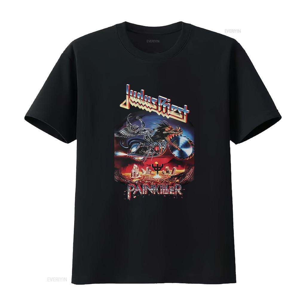 Heavy Metal Band Judas Priest Painkiller Cotton T Shirt for Men Rock Music Fans vintage Washed Stylish Versatile Soft homme