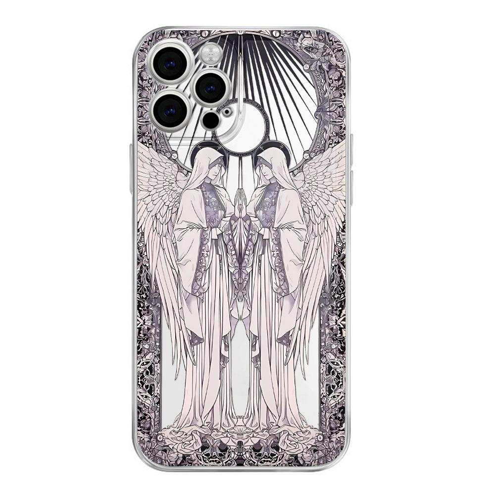 Retro European Cupid Angel Aurora Laser Phone Case For iPhone 16 15 14 13 12 11 7 8 X XS Pro Max INS Glitter Lens Protect Cover
