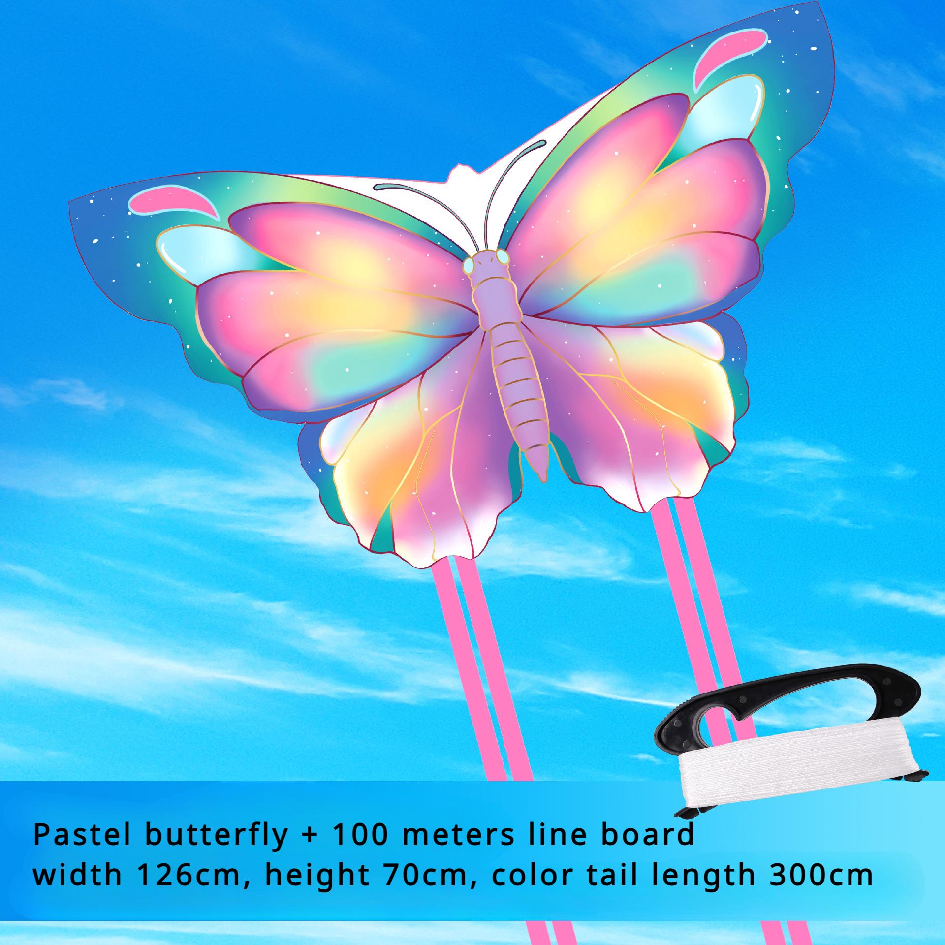 

Воздушный змей-бабочка, легкий в управлении, лучший воздушный змей для детей, взрослых, начинающих, сверхдлинная леска для воздушных змеев, парк, семейные игры и развлечения на свежем воздухе розовый