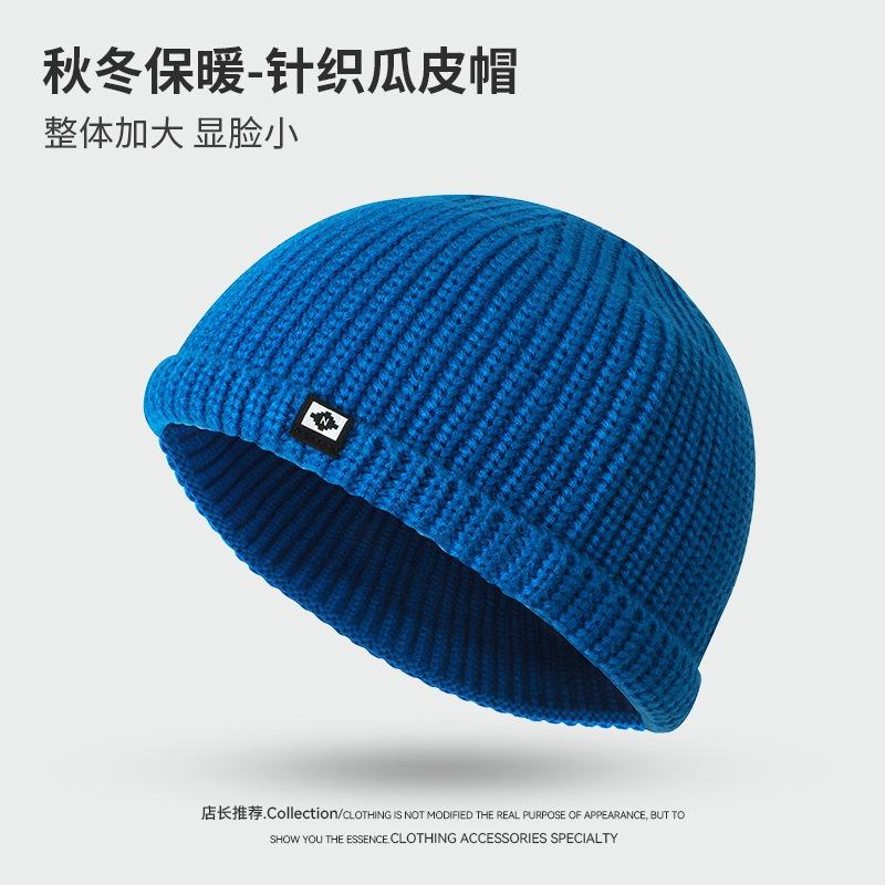 Patch small label wool hat casual versatile short brim street hip hop men's autumn and winter trendy melon rind hat