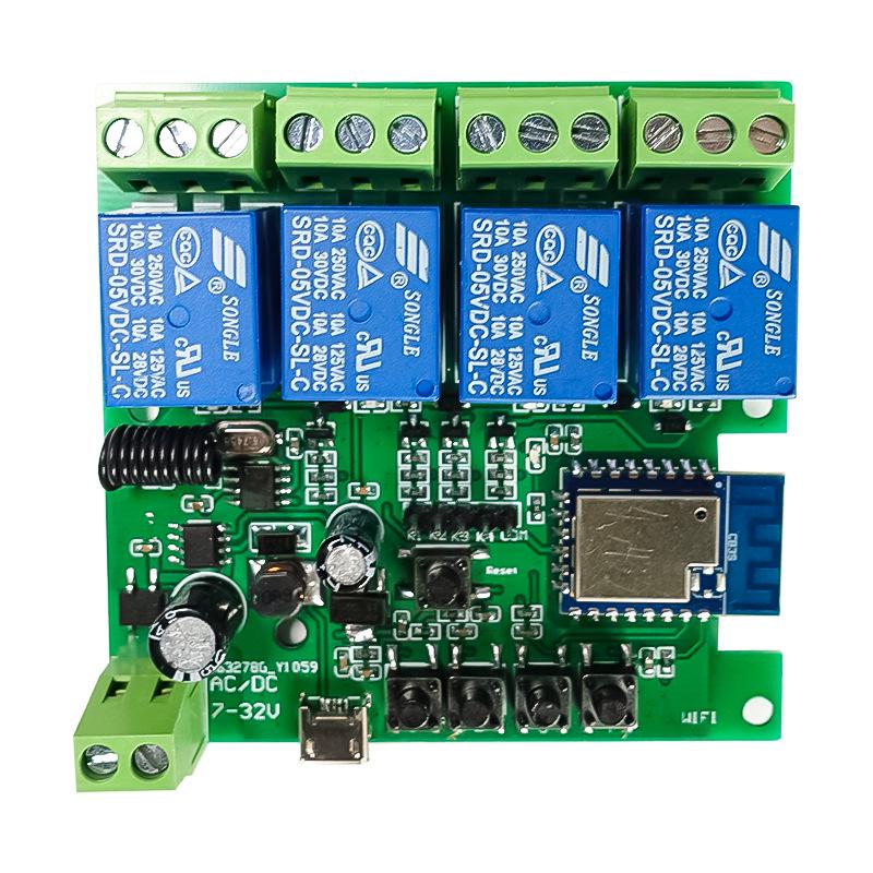 Graffiti Tuya 3-Mode WiFi Smart 4-Channel Power Switch Module with DC7-32V Circuit Breaker & Voice Control.