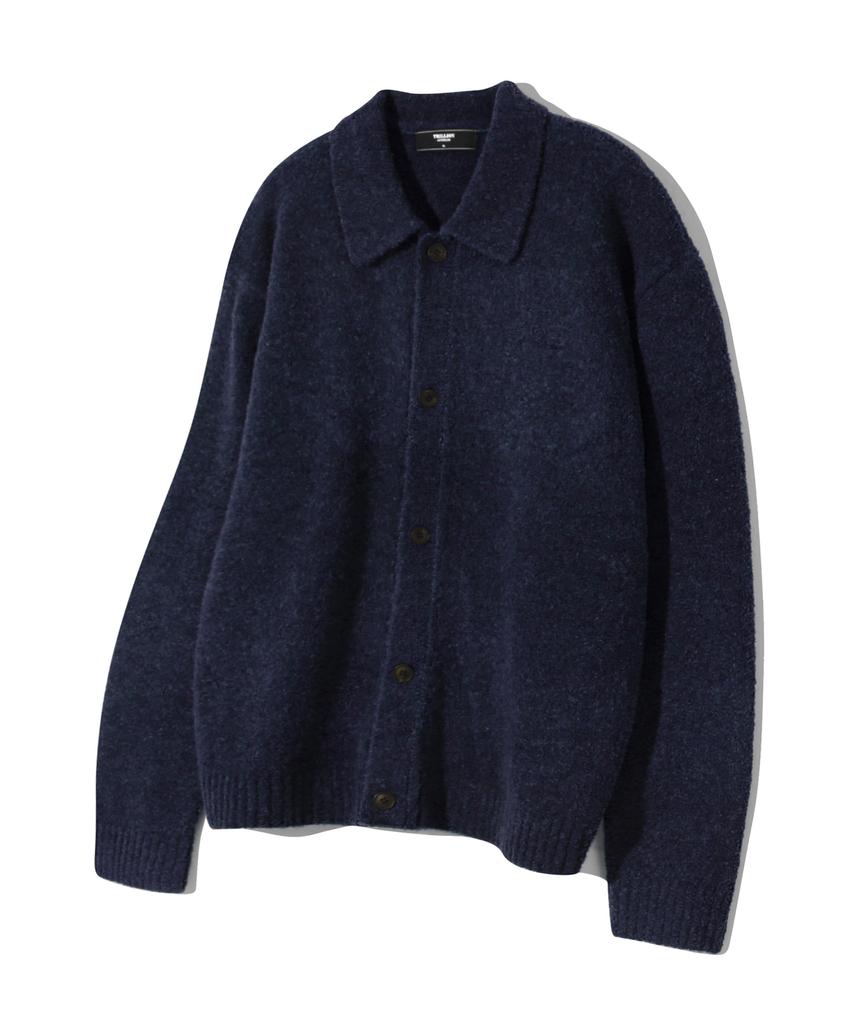 Trillion Wool Boucle Collar Cardigan Knit (Current Navy)