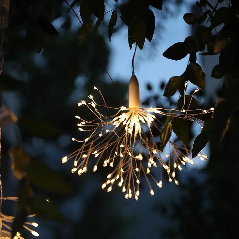 LED Tree Hanging Fireworks Lights, Outdoor Courtyard Viewing Decoration, Explosive Fireworks, Copper Wire Lights 1pcs