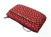 [Inden-ya] Inden Wallet with Zipper Coin Purse, 1002F Coin Purse 02, Red Deerskin with White Lacquer and Small Cherry Blossom Pattern, 6.3cm x 10.5cm