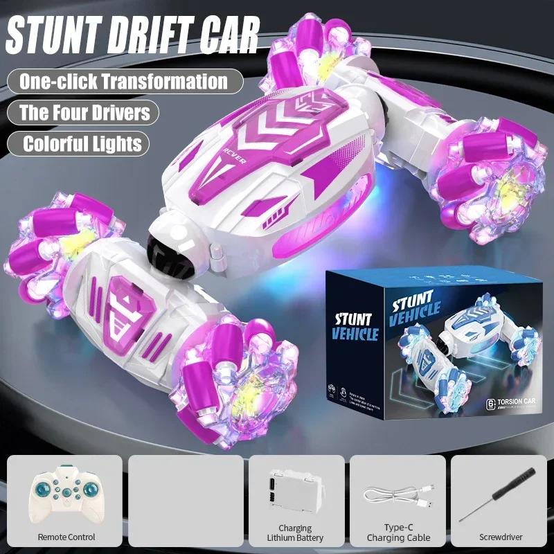 2.4G Mini Rc Stunt Drift Car Side Gesture Dual Remote Control Climbing 360 Roll Vehicle With Lights Music Kids Toys Boys Gifts