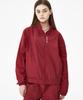Mozmoz Solid Embroidered Oversized Zip-Up Windbreaker Burgundy