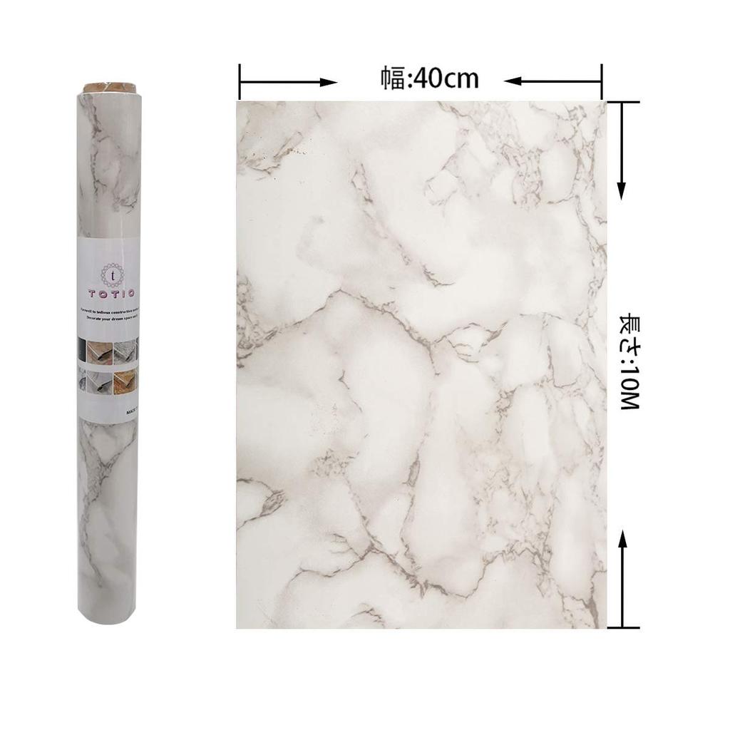TOTIO Marble Sheet Floor Remake Sheet Cutting Sheet Marble Wallpaper Sticker White 40CMx10M Vinyl Peelable Waterproof Oil Proof Heat Resistant Kitchen