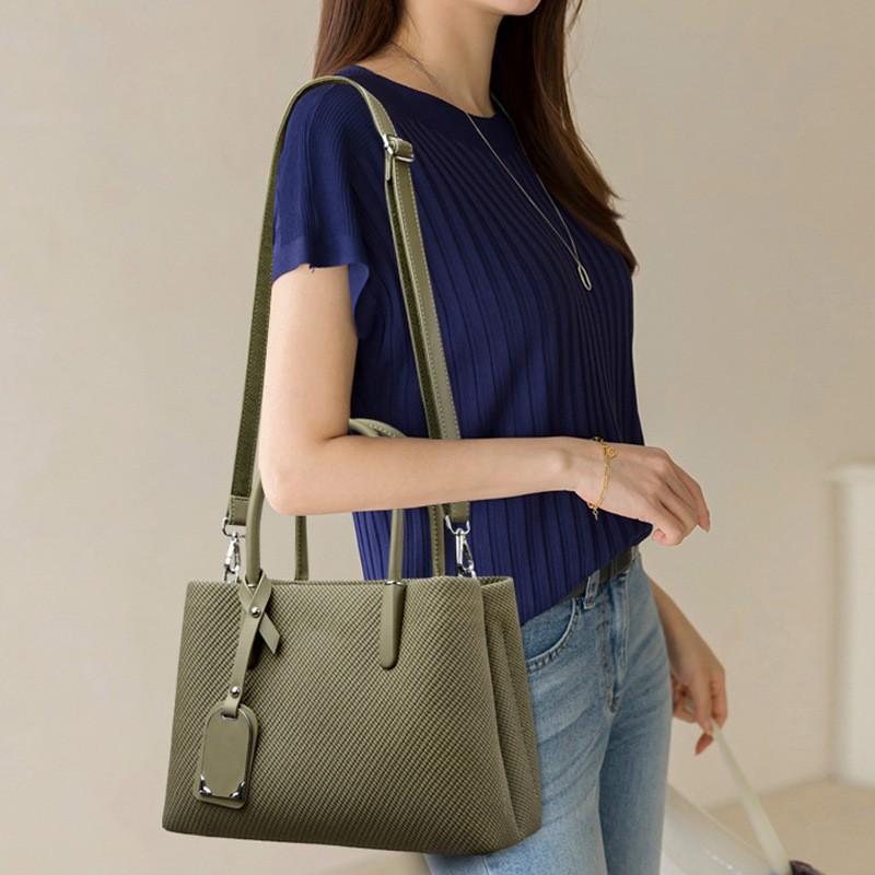 Elegant PU Tote Bag Women Spacious Shoulder With Zip Multi-Compartment Design Daily Commute Mom Use