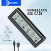 M.2 NVME/NGFF Dual Protocol SSD Enclosure with Display Screen USB Type C SSD Adapter for NVME PCIE NGFF SATA SSD Disk Box