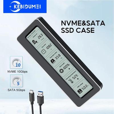 M.2 NVME/NGFF Dual Protokoll SSD Gehäuse mit Display Bildschirm USB Typ C SSD Adapter für NVME PCIE NGFF SATA SSD Disk Box