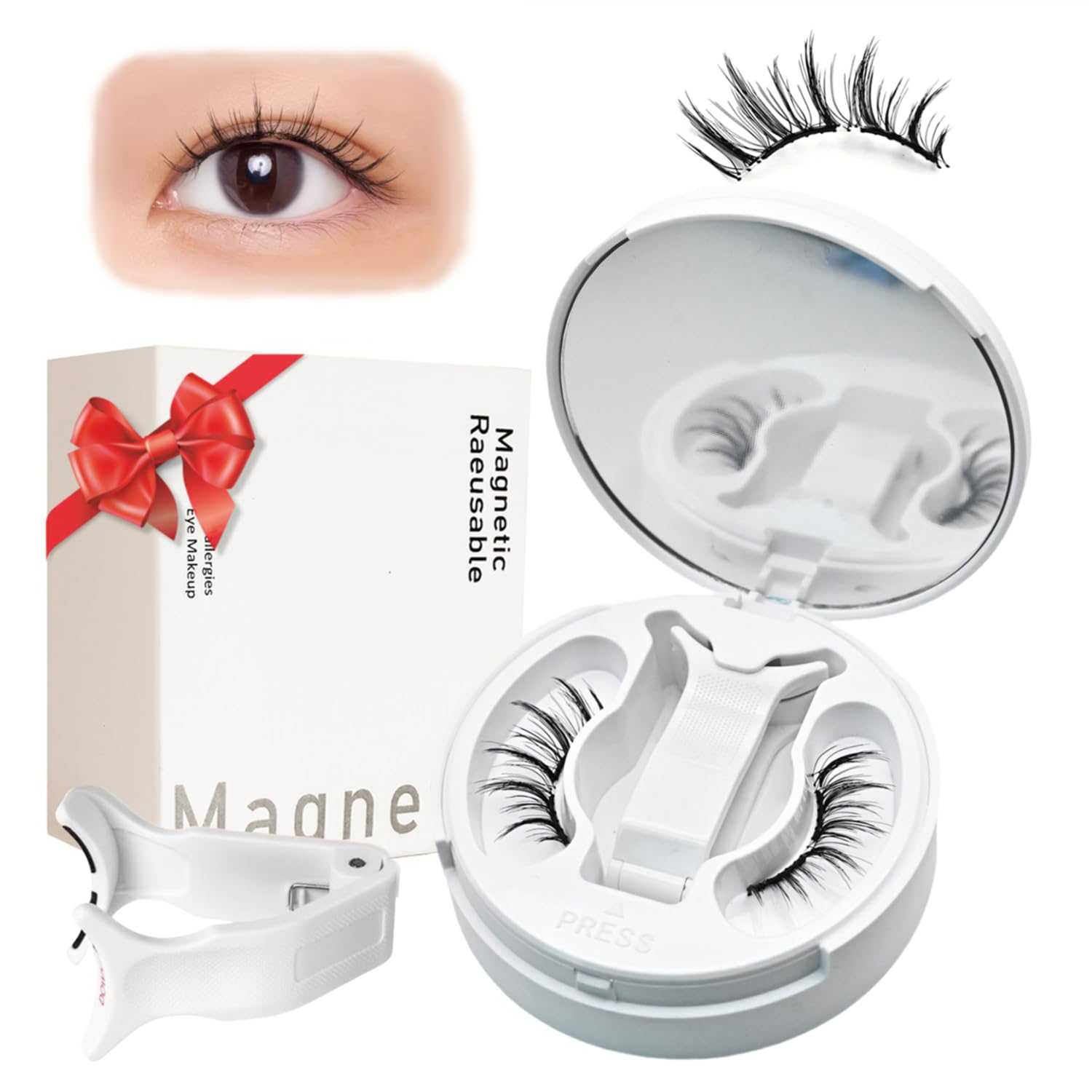 

Magnetic Eyelashes - Reusable, No Adhesive Required, Natural Look, Soft and Natural-Looking, Easy to Apply (Mist Black, 21.5mm)