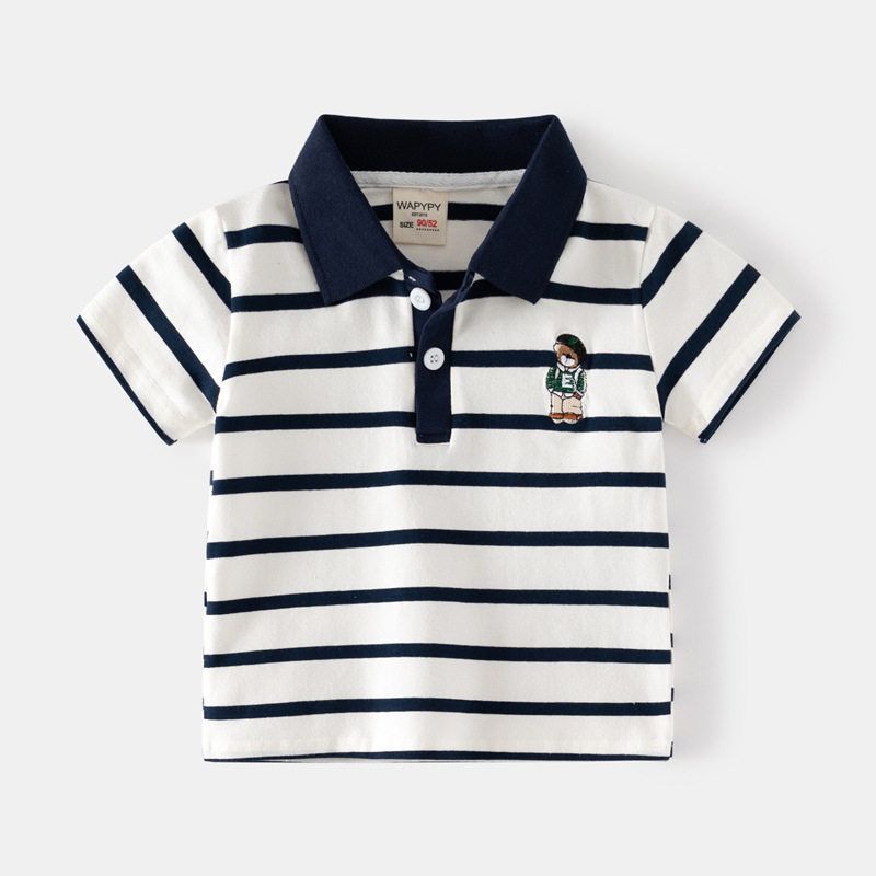 Children's Clothing Summer Kids Stripes Polo Shirt Clothes Summer Clothes Boys' Lapel Short Sleeve T-shirt Baby Boys' Half Sleeve Tops