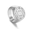 LIKGREAT Vintage Pentacles Seal Solomon Rings Retro Massive Male Finger Ring Stainless Steel Punk Amulet Jewelry for Women