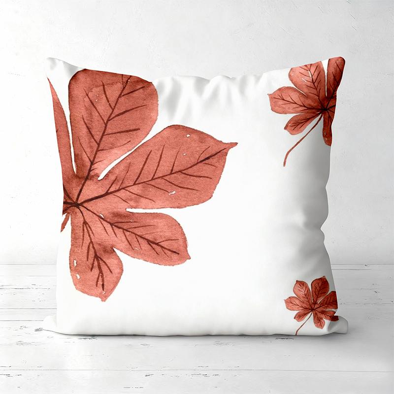 Floral Leaf Pattern White Cushions for Home Decor Polyester Pillowcase, Sofa Decorative Cushion Cov Headboard Pillow