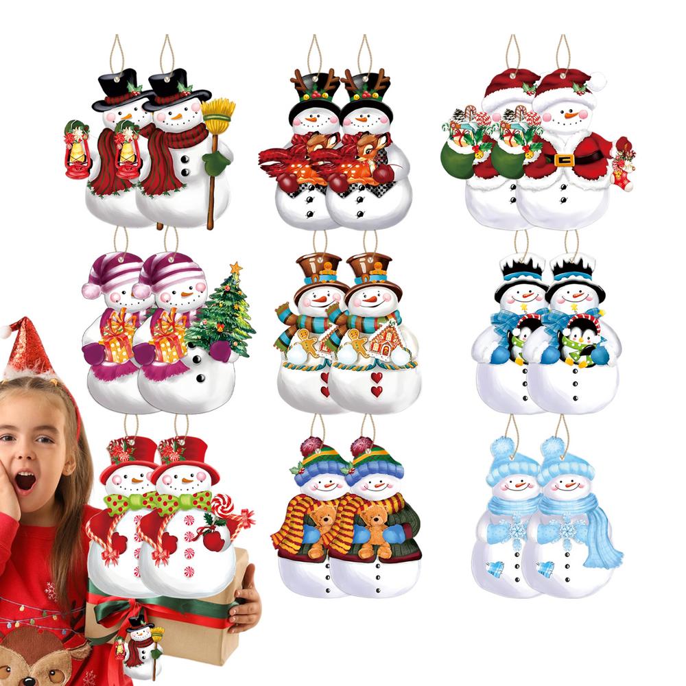 

Декор для елки Санта Снеговик С принтом Подвеска для декора елки 18x Деревянных украшений Украшение для праздничной вечеринки Рождество