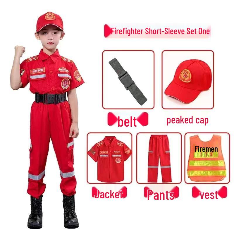 Kids' Firefighter Costume: Halloween Cosplay & Performance Set