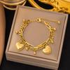 18K Gold Plated 316L Fashionable Titanium Steel Bracelets Waterproof Heart Roman Numerals Queen's Chain Link Bangles