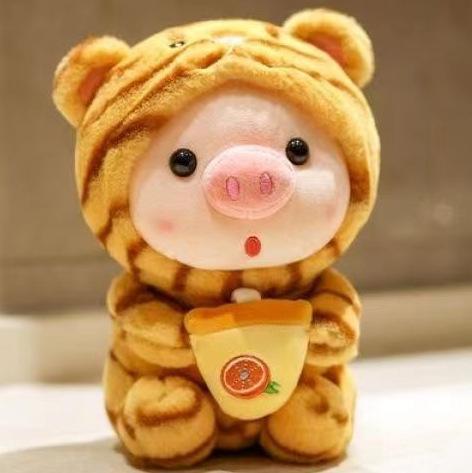 

25cm Kawaii Bubble Pig Plush Toy Stuffed Animal Bunny Frog Tiger Soft Pillow Cup Milk Tea Boba Plushies Doll Kids Birthday Gifts