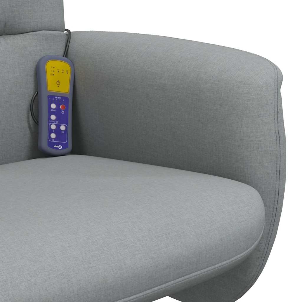 Vidaxl Reclining Massage Chair with Footrest, Light Gray, Fabric