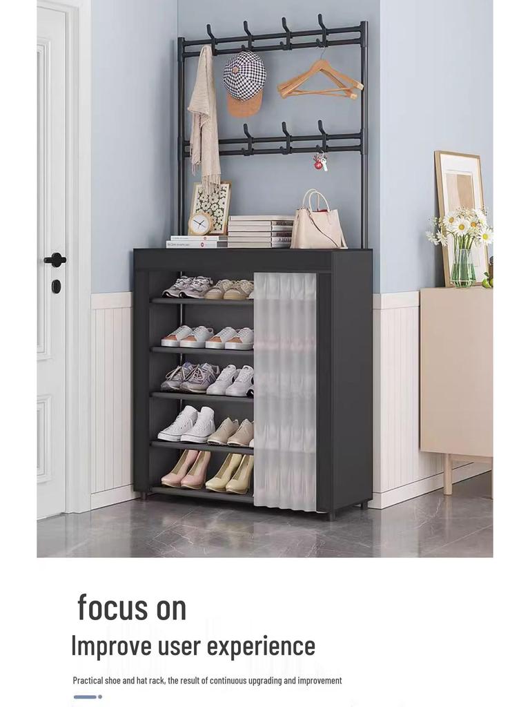 Multi-layer Dustproof Shoe & Hat Rack: Floor-standing Coat Rack & Storage Shelf for Living Room or Entryway