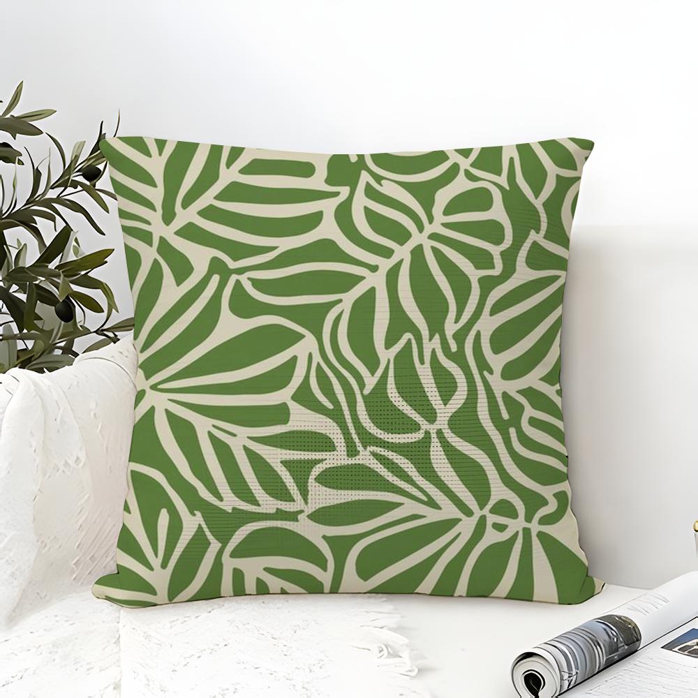 Fresh Natural Leaf Pattern Pillow Case Linen Pillow Case Sofa Home Decor Cushion Cover Cushion Cove