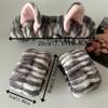1set Elastic Women Shower Hairband & Wristband Cute Kitten Plush Face Wash Hairband Home Makeup Headband Wristband