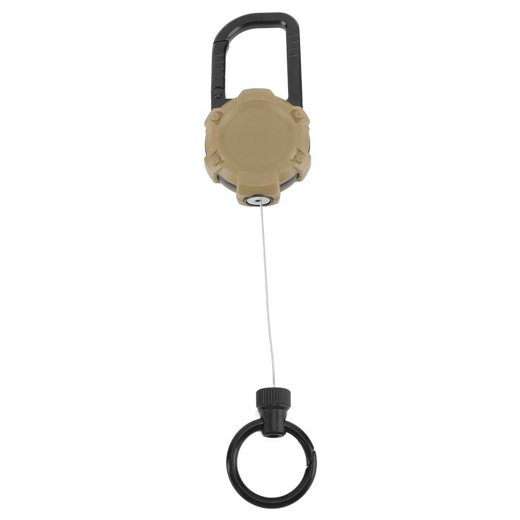 Magnetic Retractable Keychain Stainless Steel Wire Easy Pull Buckle Carabiner Key Chain Tan