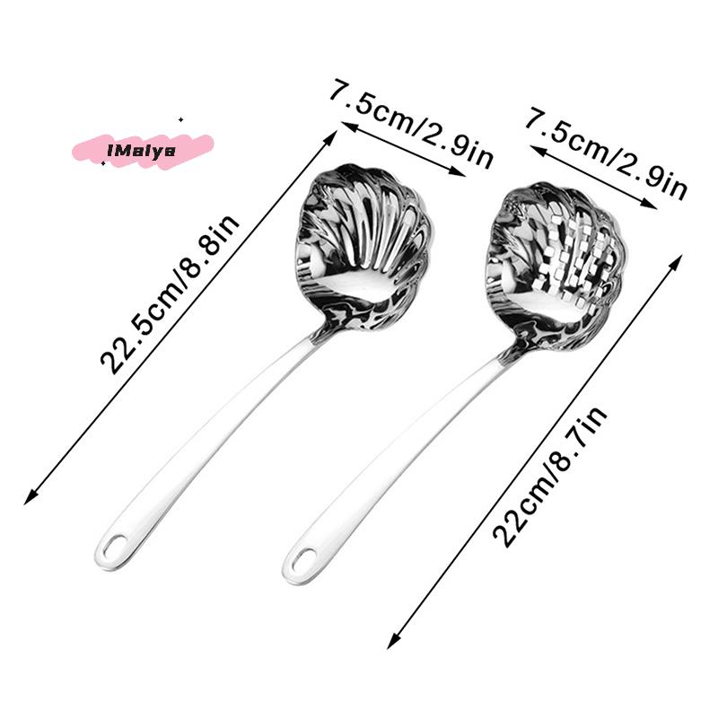 Stainless Steel Shell Shape Serving Spoons Long Handle Slotted Spoons for Buffet Banquet Cooking And Kitchen Flatware