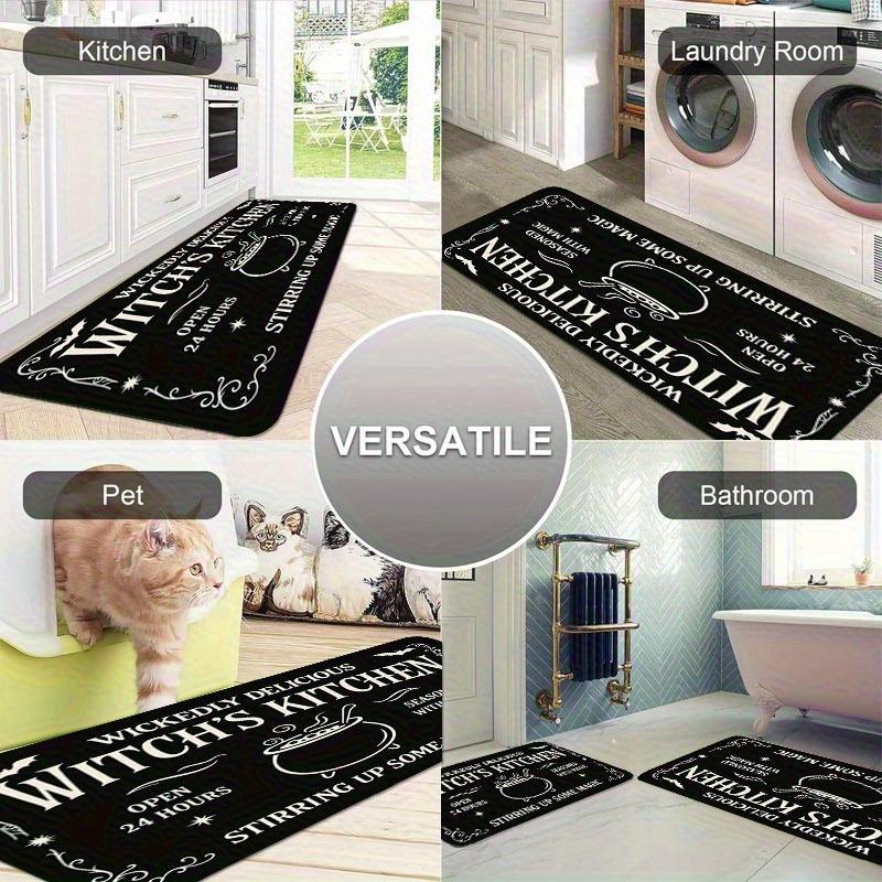 1PC Halloween Skull Crow Kitchen Rug Non-Slip Door Mat Pop Design Bathroom Rug Bath Mat Carpet for Home Sink Laundry Decor