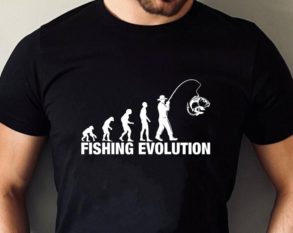 Evolution Of Fishing T-Shirt, Fishing Shirt, Fisherman Gift Unisex Adults T-Shirt Birthday Gift Family Presents Christmas Xmas Tee Tops