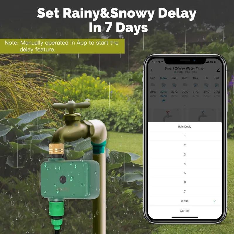 MOES Tuya Smart Bluetooth 1-Outlet Valve Sprinkler Water Timer Auto Programmable Controller Rain Delay Filter Washer App Control