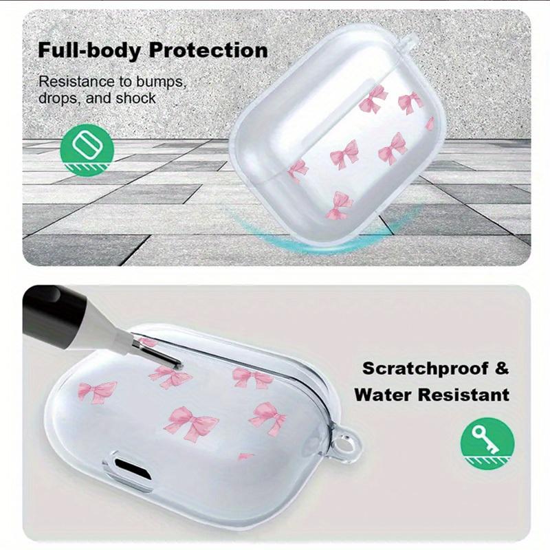 Pink Bow Pattern Earphone Protective Cover for AirPods Pro2/Pro3/Pro Anti Drop Earphone Cover for AirPods 4/3/1/2 Anti Shock