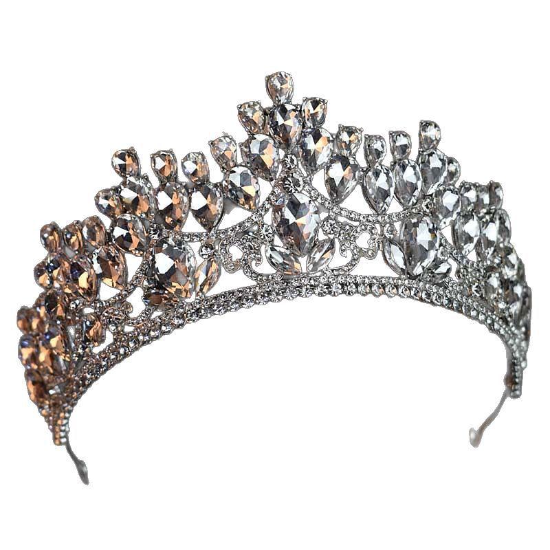 European and American Light Luxury Bride's Crown Shining Crystal Headwear  Princess Birthday Style Crown Wedding Beauty Pageant Accessories