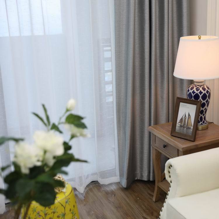 2020 Silver-Gray Wood Grain Carved Blackout Cloth Curtains, Bedroom Living Room Curtains